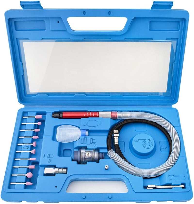 Gunpla 17pcs Micro Air Die Grinder Kit Pneumatic Pencil Die Grinder 1/8 and 3/32 Inch Collet Capacity High Speed Grinding Lightweight Compact Tool Kit for Cleaning Cutting Polishing Welding, 58000 RPM - Image 1